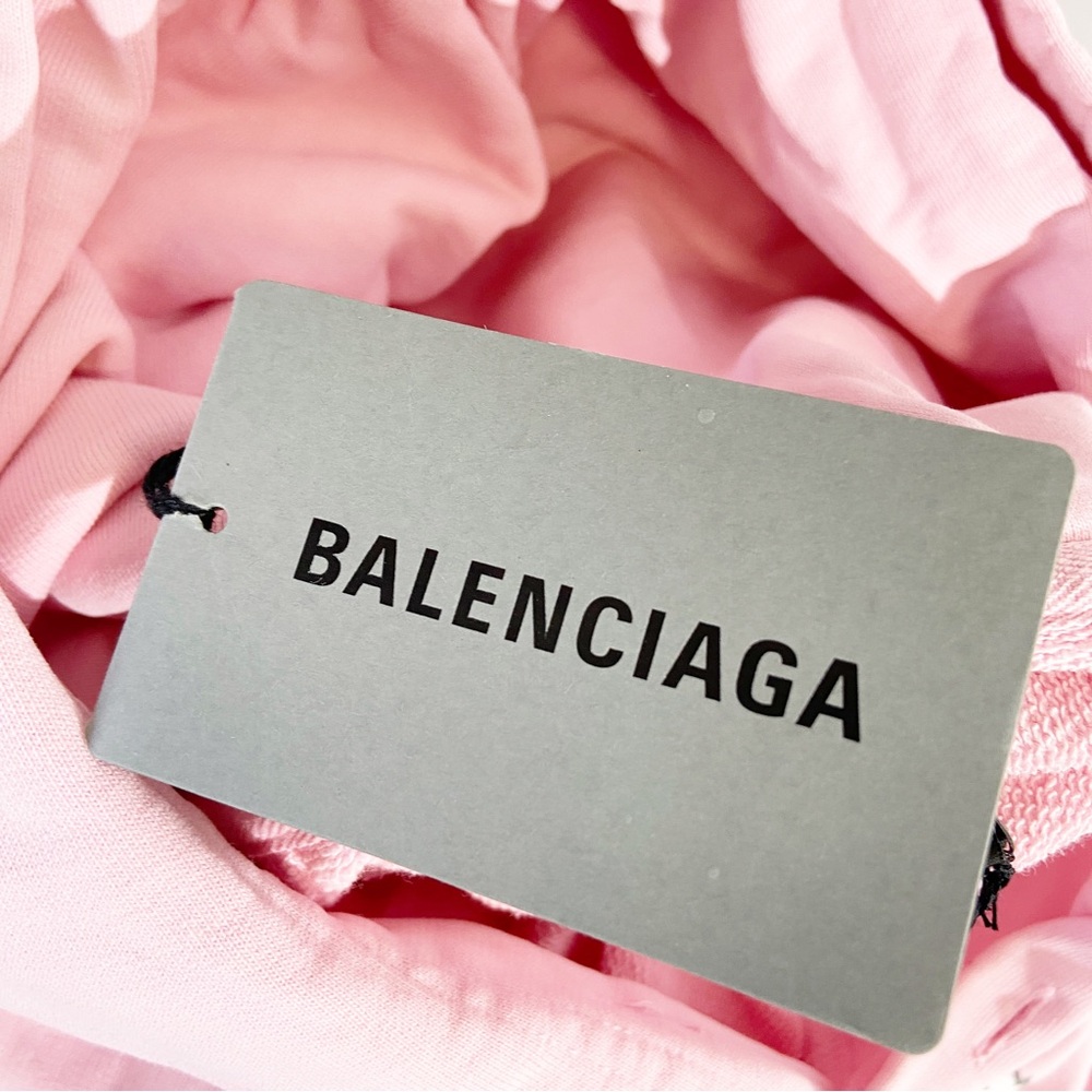 NWT Balenciaga logo-print cotton hoodie light pink - Picture 7 of 11